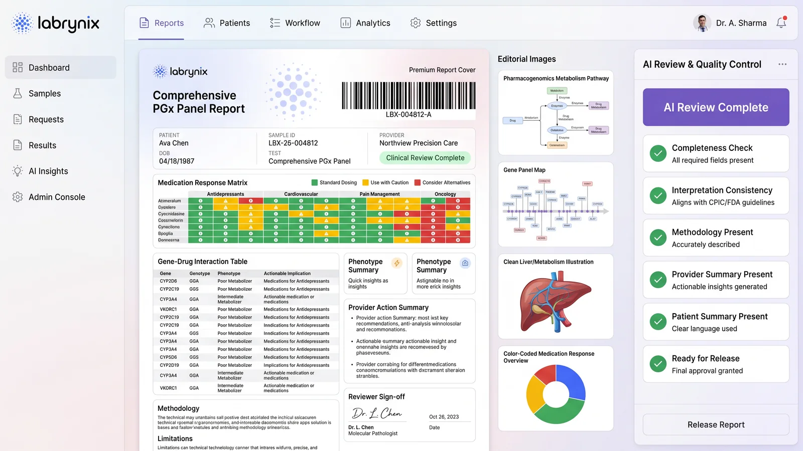 AI report interface